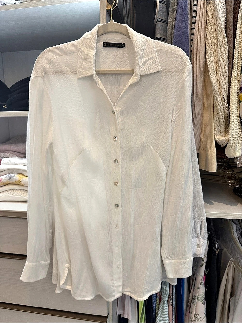 VIX PAULA HERMANNY Bailey Cover-Up Shirt White Button-Down XS